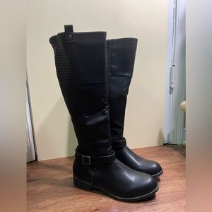 Tall Black Boots with Buckle Detail